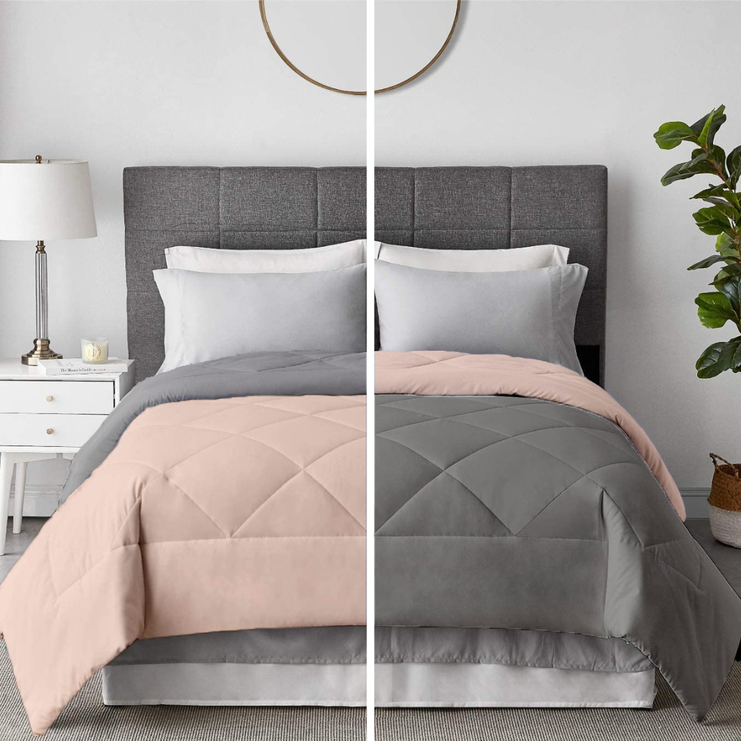 reversible ac comforter silver peach