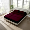 Wine Fitted Cotton Bedsheet With Two Pillow Cover  – Luxurious, Soft & Long-Lasting