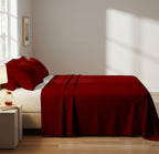 Burgundy Microfiber Flat Sheet With Two Pillow Cover – Fade-Resistant & All-Season Comfort