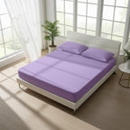 Lavender Fitted Cotton Bedsheet With Two Pillow Cover  – Luxurious, Soft & Long-Lasting