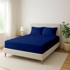 Blue Microfiber Fitted Bedsheet – Elegant, Cozy & Effortless Comfort