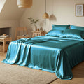 Teal Satin Flatted Bedsheet – Smooth, Elegant & Comfortable