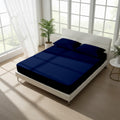 Navy Blue Fitted Cotton Bedsheet With Two Pillow Cover  – Luxurious, Soft & Long-Lasting