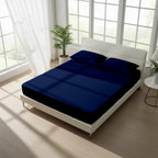 Navy Blue Fitted Cotton Bedsheet With Two Pillow Cover  – Luxurious, Soft & Long-Lasting