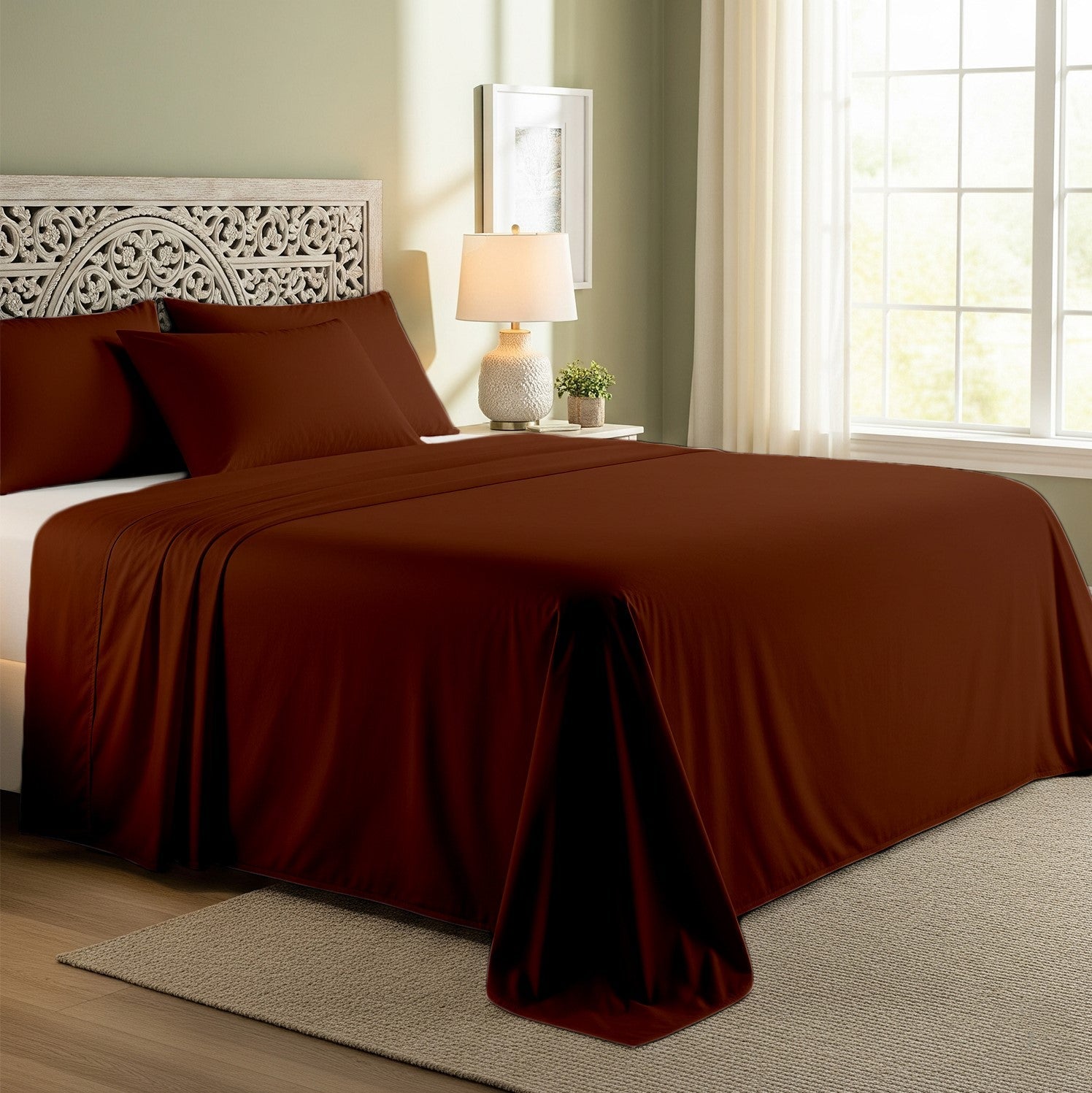 Brown Cotton Flat Bedsheet – Modern, Soft & Effortlessly Stylish