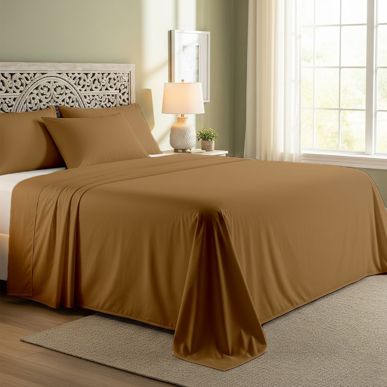 Beige Cotton Flat Bedsheet – Modern, Soft & Effortlessly Stylish