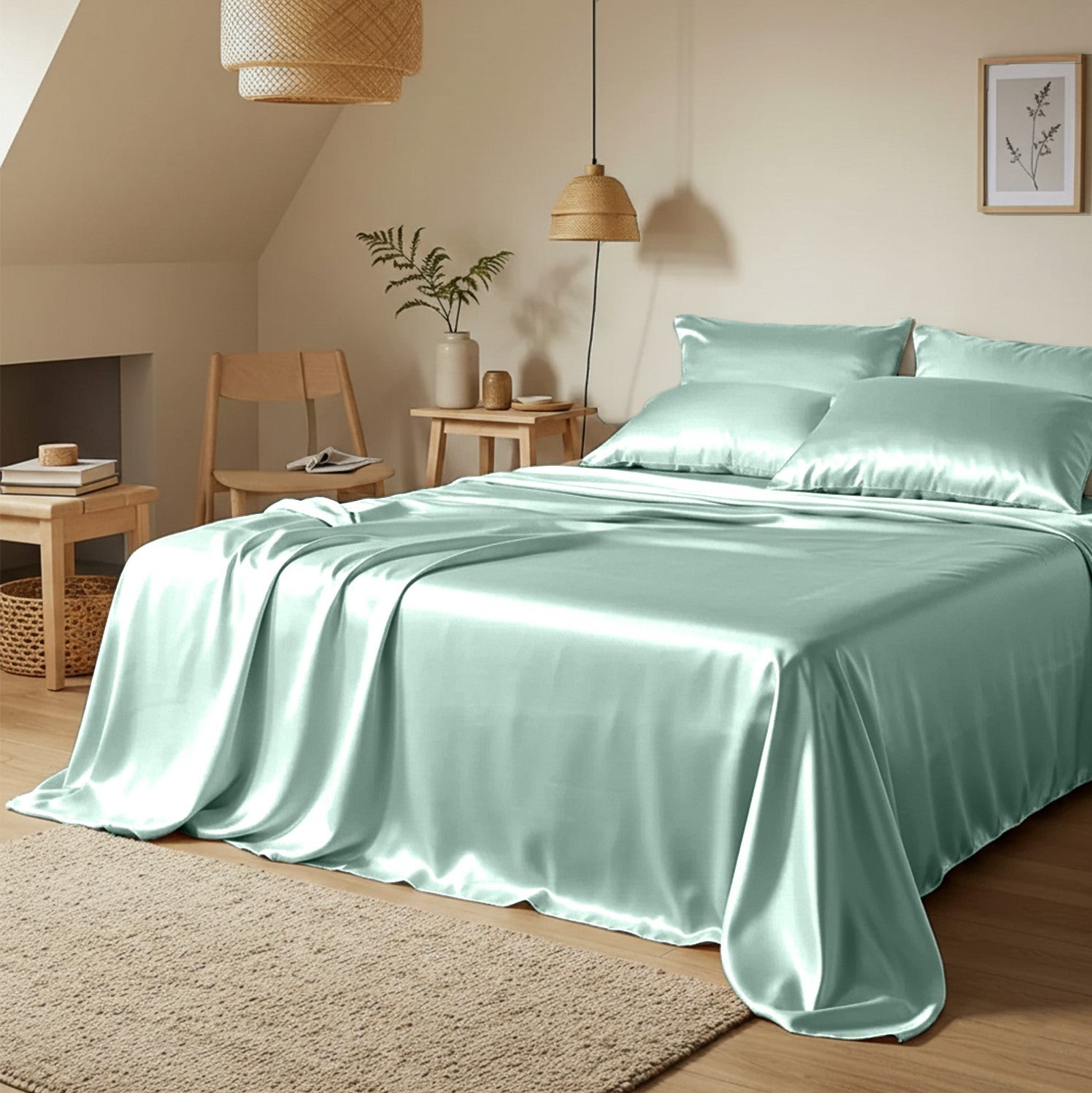 French Grey Satin Flatted Bedsheet – Smooth, Elegant & Comfortable