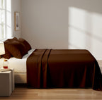 Brown Microfiber Flat Sheet  With Two Pillow Cover – Fade-Resistant & All-Season Comfort