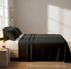 Dark Grey Microfiber Flat Bedsheet With Two Pillow Cover – Fade-Resistant & All-Season Comfort