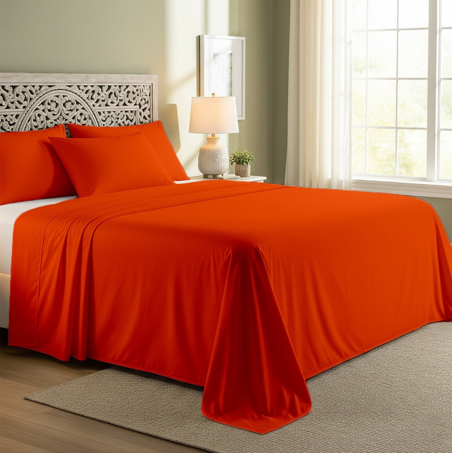 Orange Cotton Flat Bedsheet – Modern, Soft & Effortlessly Stylish