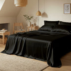 Black Satin Flatted Bedsheet – Smooth, Elegant & Comfortable