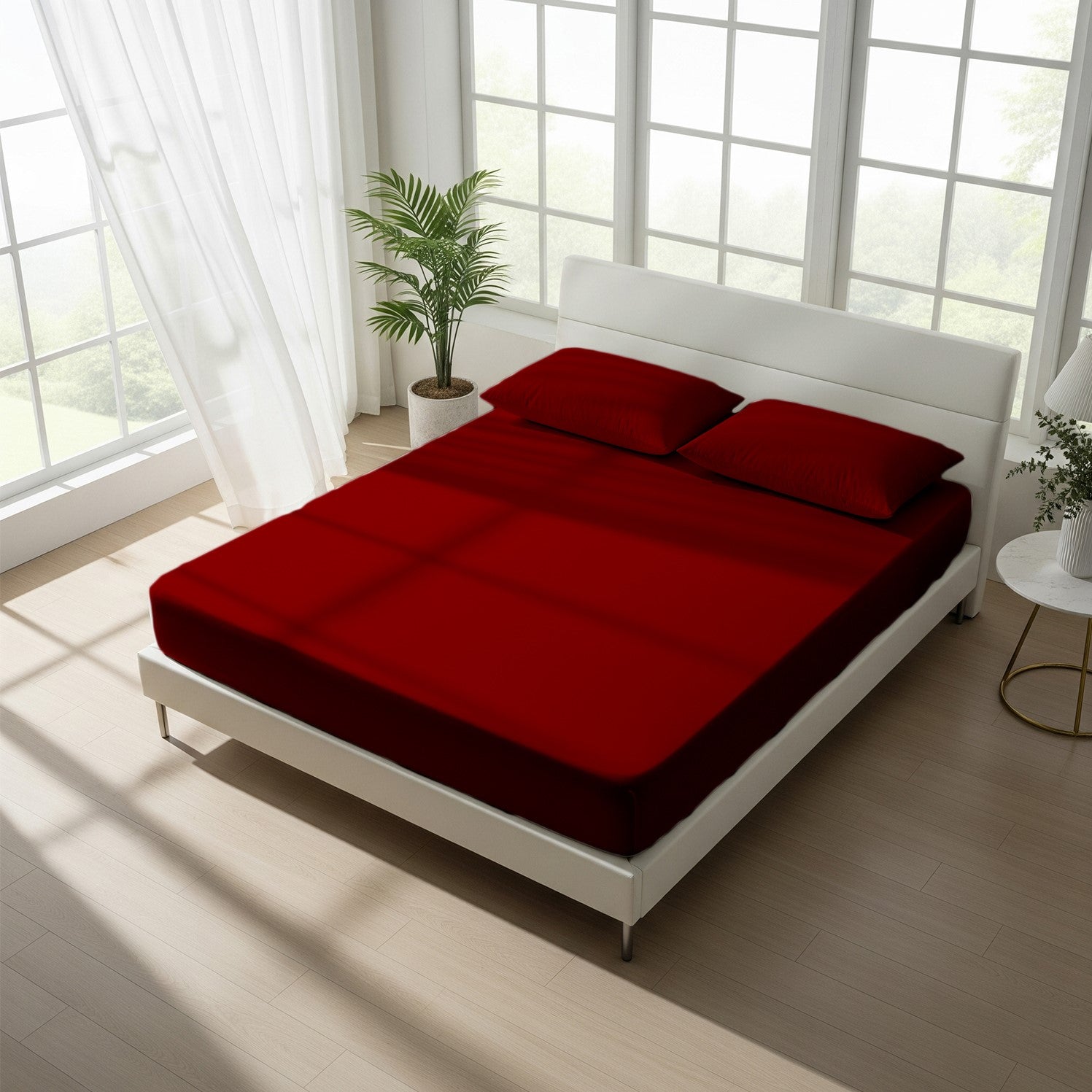 Medium Blue Fitted Cotton Bedsheet With Two Pillow Cover  – Luxurious, Soft & Long-Lasting