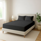 Dark Grey Microfiber Fitted Bedsheet – Elegant, Cozy & Effortless Comfort