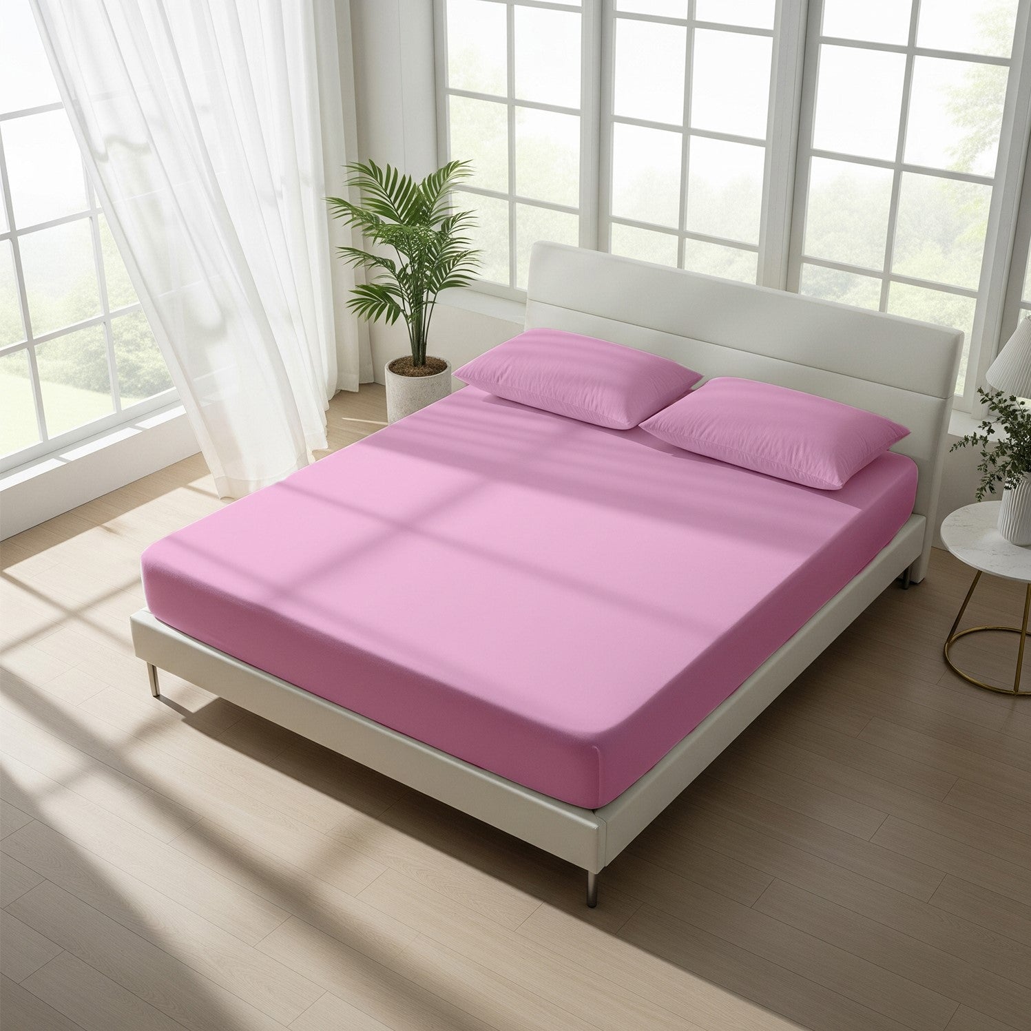 Medium Blue Fitted Cotton Bedsheet With Two Pillow Cover  – Luxurious, Soft & Long-Lasting