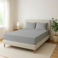 Silver Microfiber Fitted Bedsheet – Elegant, Cozy & Effortless Comfort