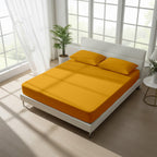 Gold Fitted Cotton Bedsheet With Two Pillow Cover  – Luxurious, Soft & Long-Lasting