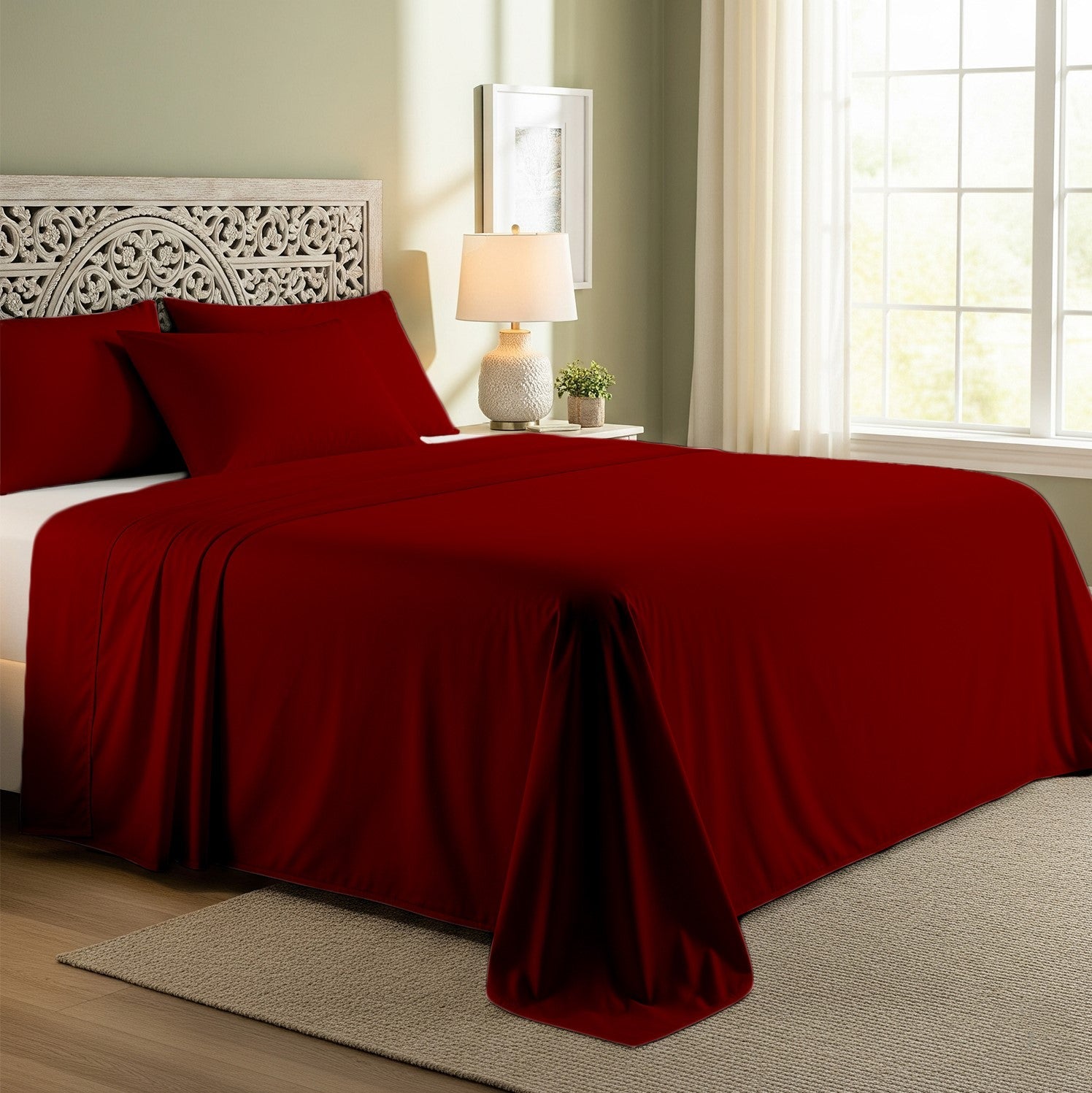 Burgundy Cotton Flat Bedsheet – Modern, Soft & Effortlessly Stylish