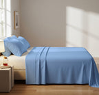 Light Blue Microfiber Flat Bedsheet With Two Pillow Cover – Fade-Resistant & All-Season Comfort