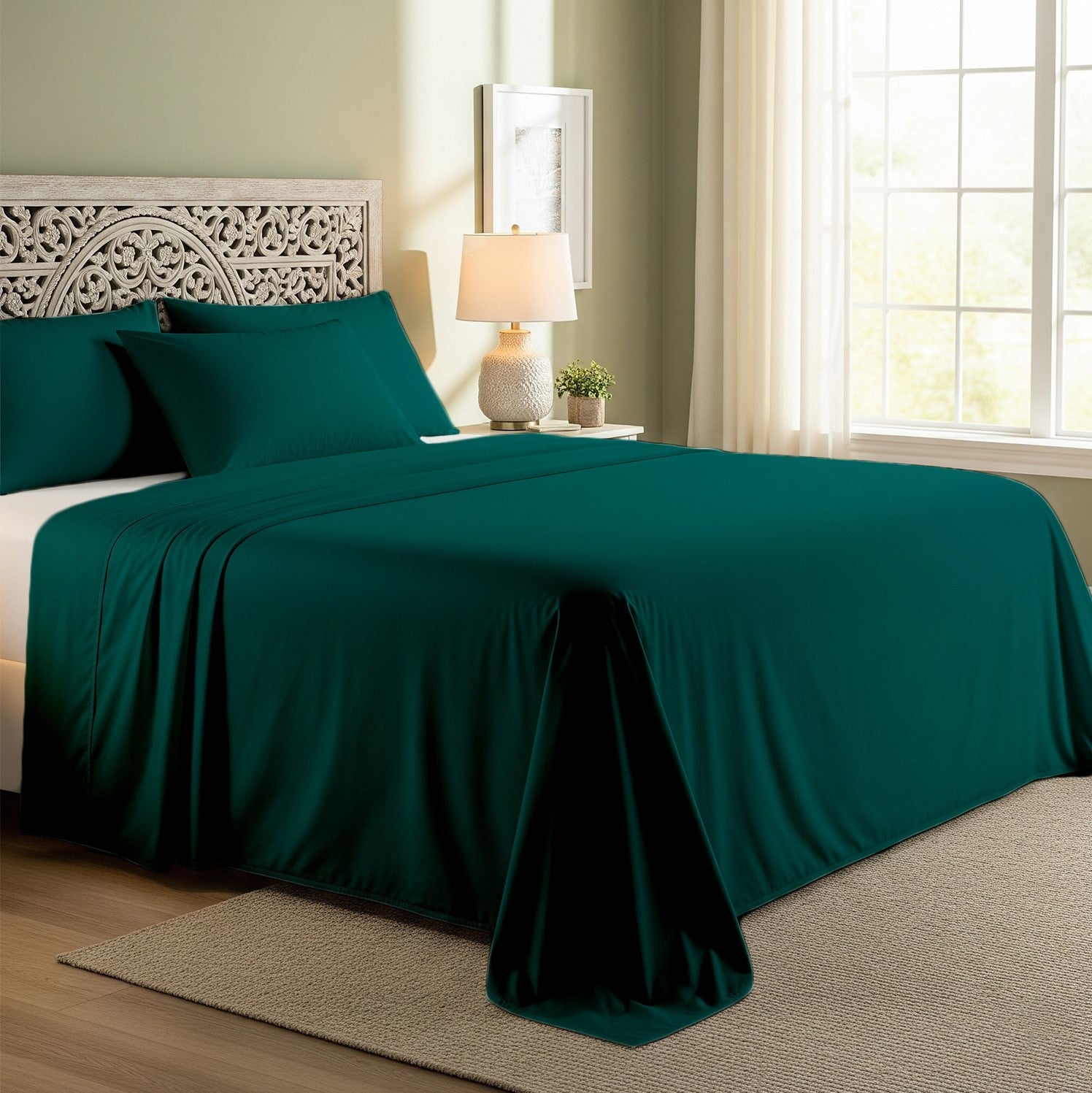 Teal Cotton Flat Bedsheet – Modern, Soft & Effortlessly Stylish