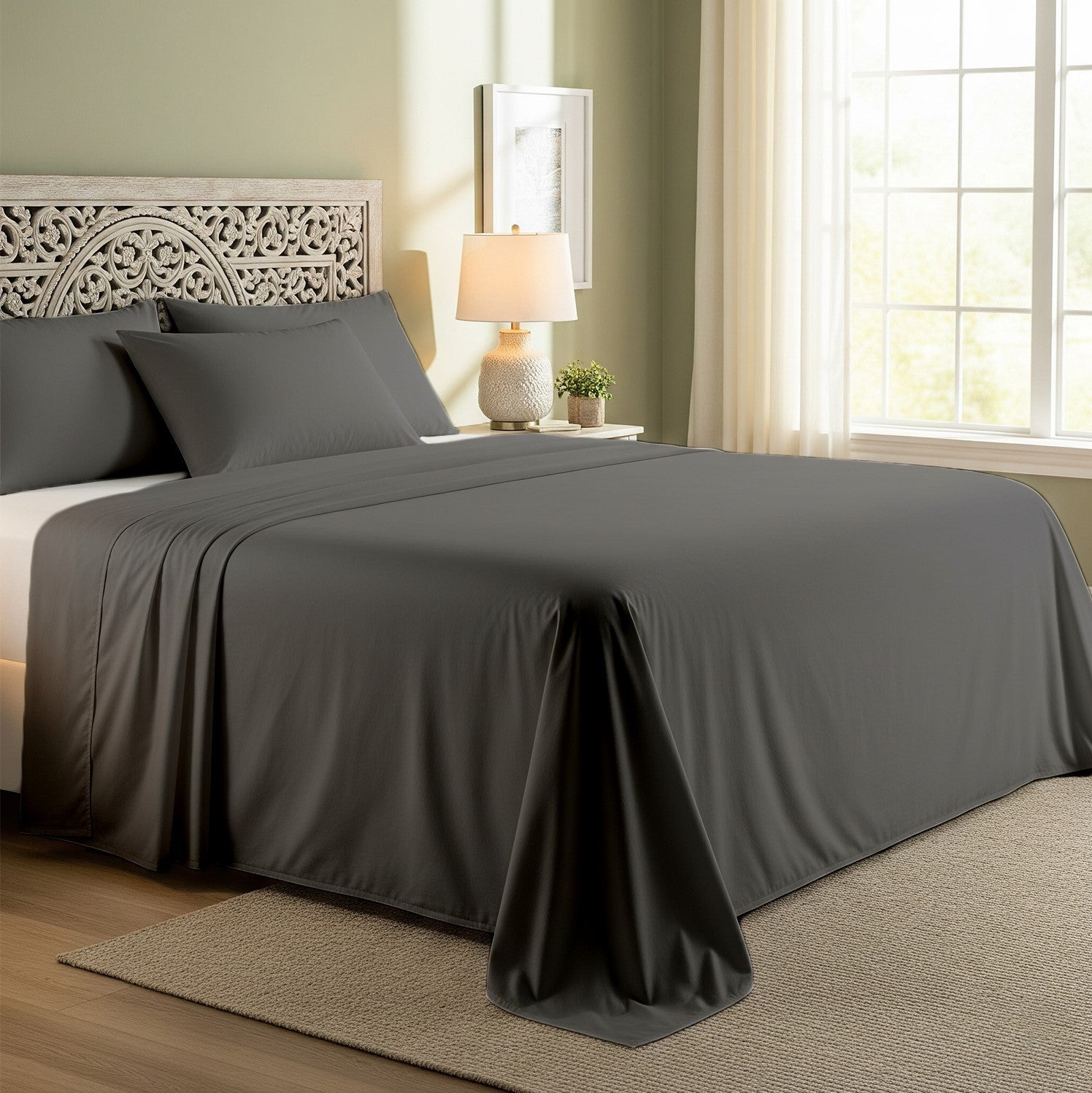 Dark Grey Cotton Flat Bedsheet – Modern, Soft & Effortlessly Stylish