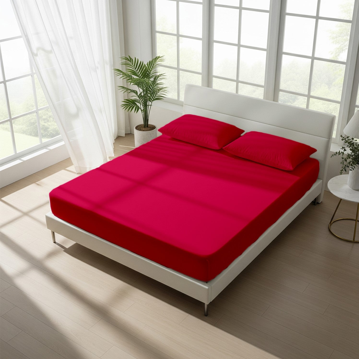 Hot Pink Fitted Cotton Bedsheet With Two Pillow Cover  – Luxurious, Soft & Long-Lasting