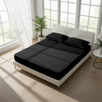 Black Fitted Cotton Bedsheet With Two Pillow Cover  – Luxurious, Soft & Long-Lasting