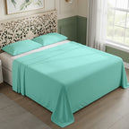 Aqua Blue Cotton Flat Bedsheet – Modern, Soft & Effortlessly Stylish