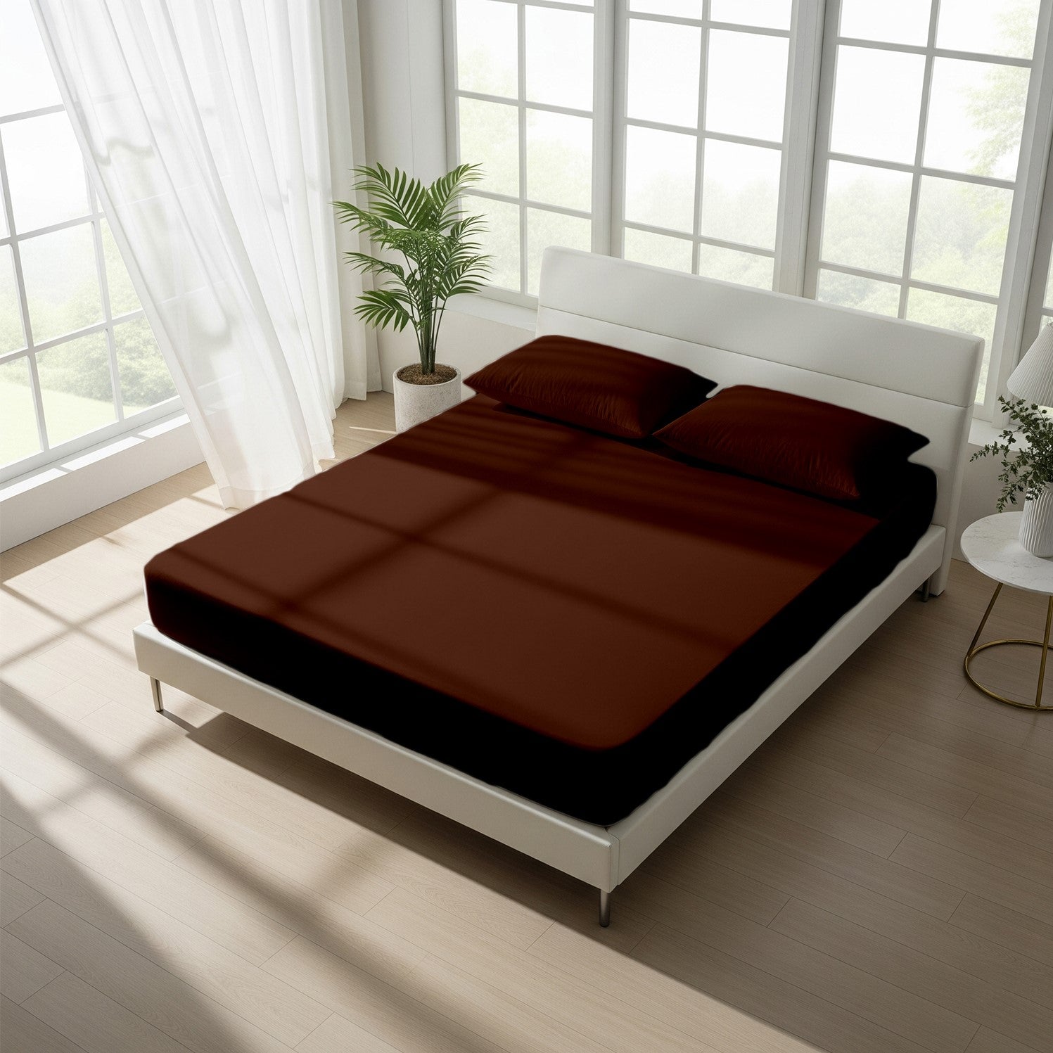 Medium Blue Fitted Cotton Bedsheet With Two Pillow Cover  – Luxurious, Soft & Long-Lasting