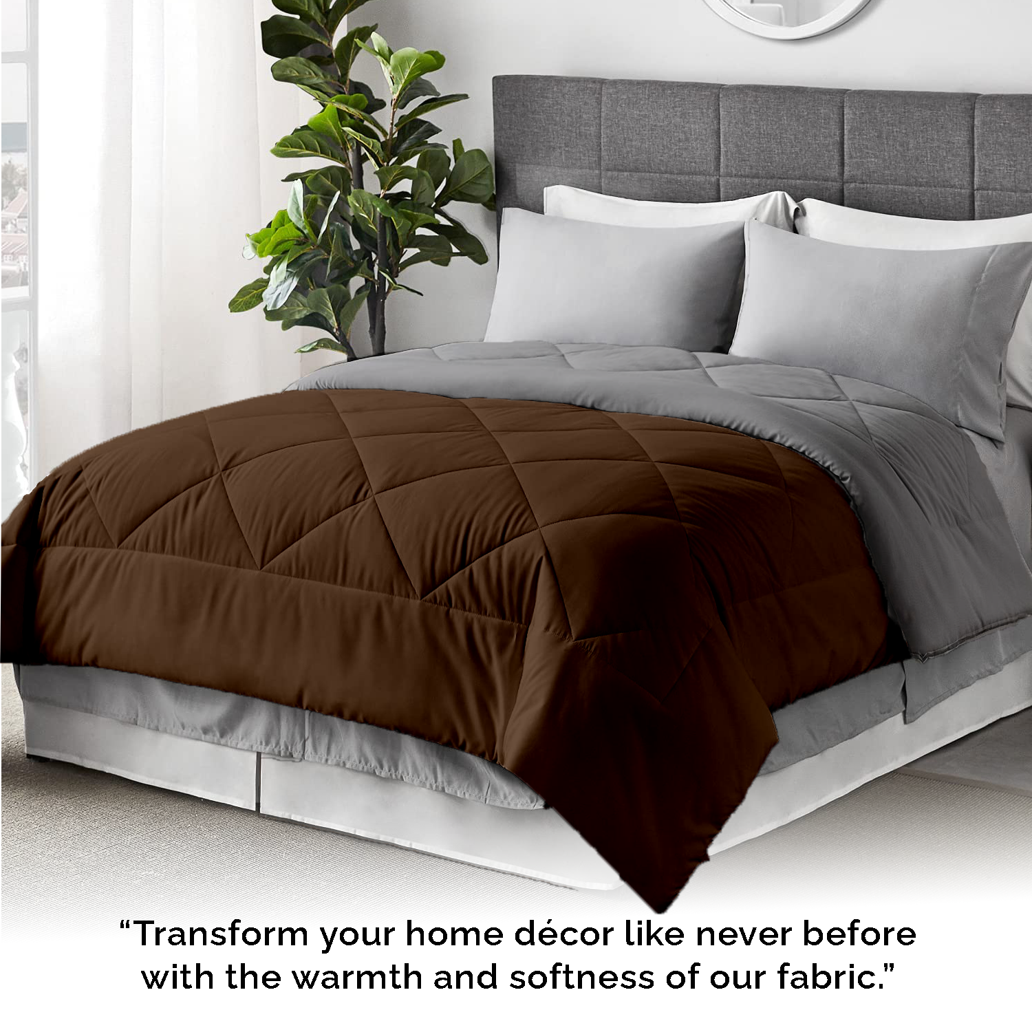 100 GSM Soft AC Reversible Comforter |Silver Chocolate Brown| Lightweight & Microfiber|