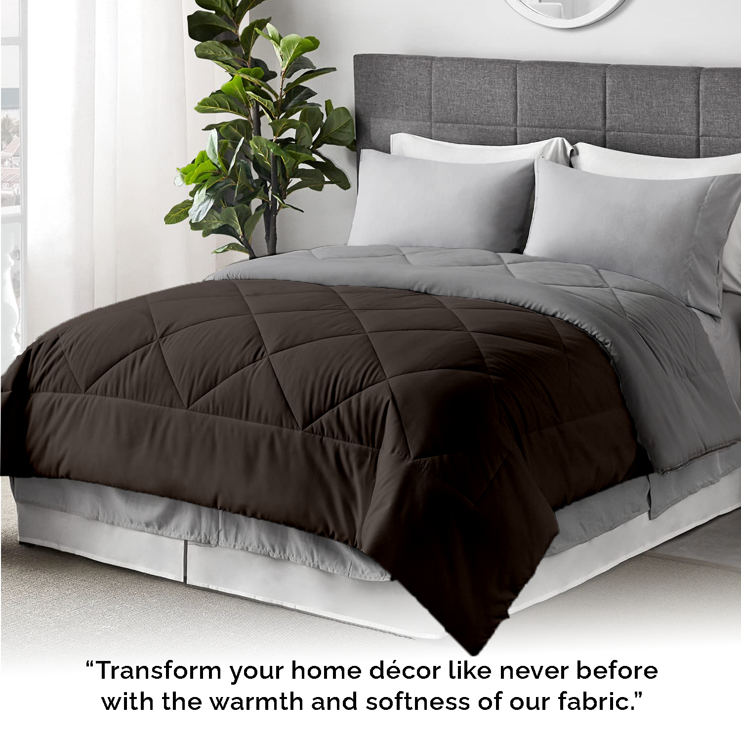 100 GSM Summer AC Reversible Comforter |Silver Dark Grey| Microfiber & Lightweight|