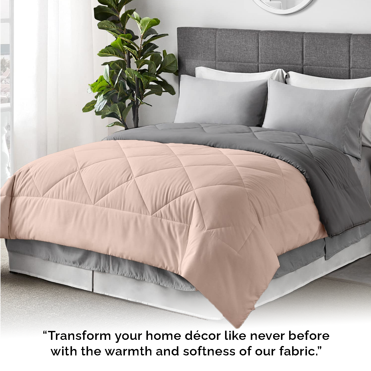 100 GSM Reversible AC Comforter |Silver Peach| Lightweight & Microfiber|