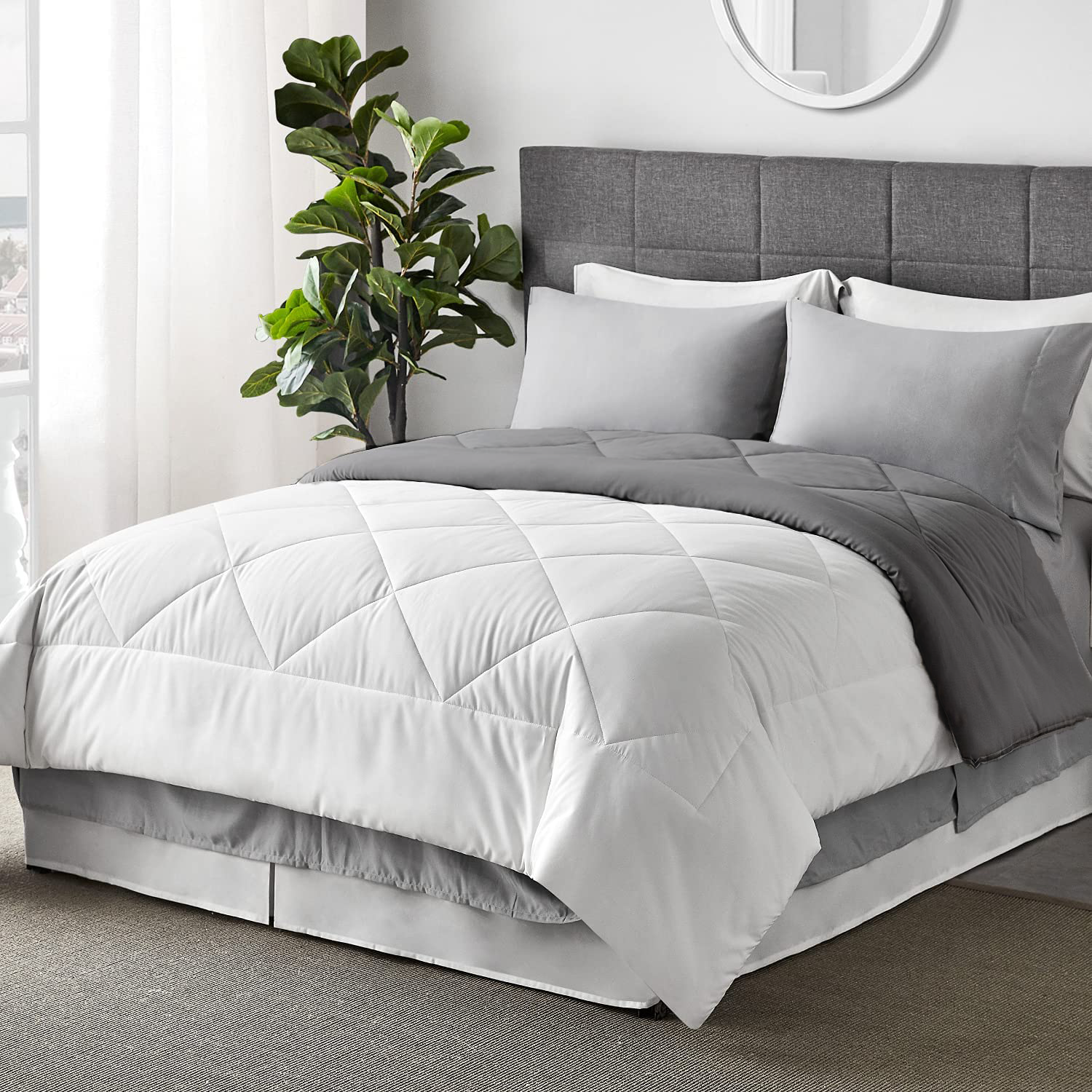 100 GSM Reversible Summer AC Comforter |Silver-White| Microfiber & Lightweight|