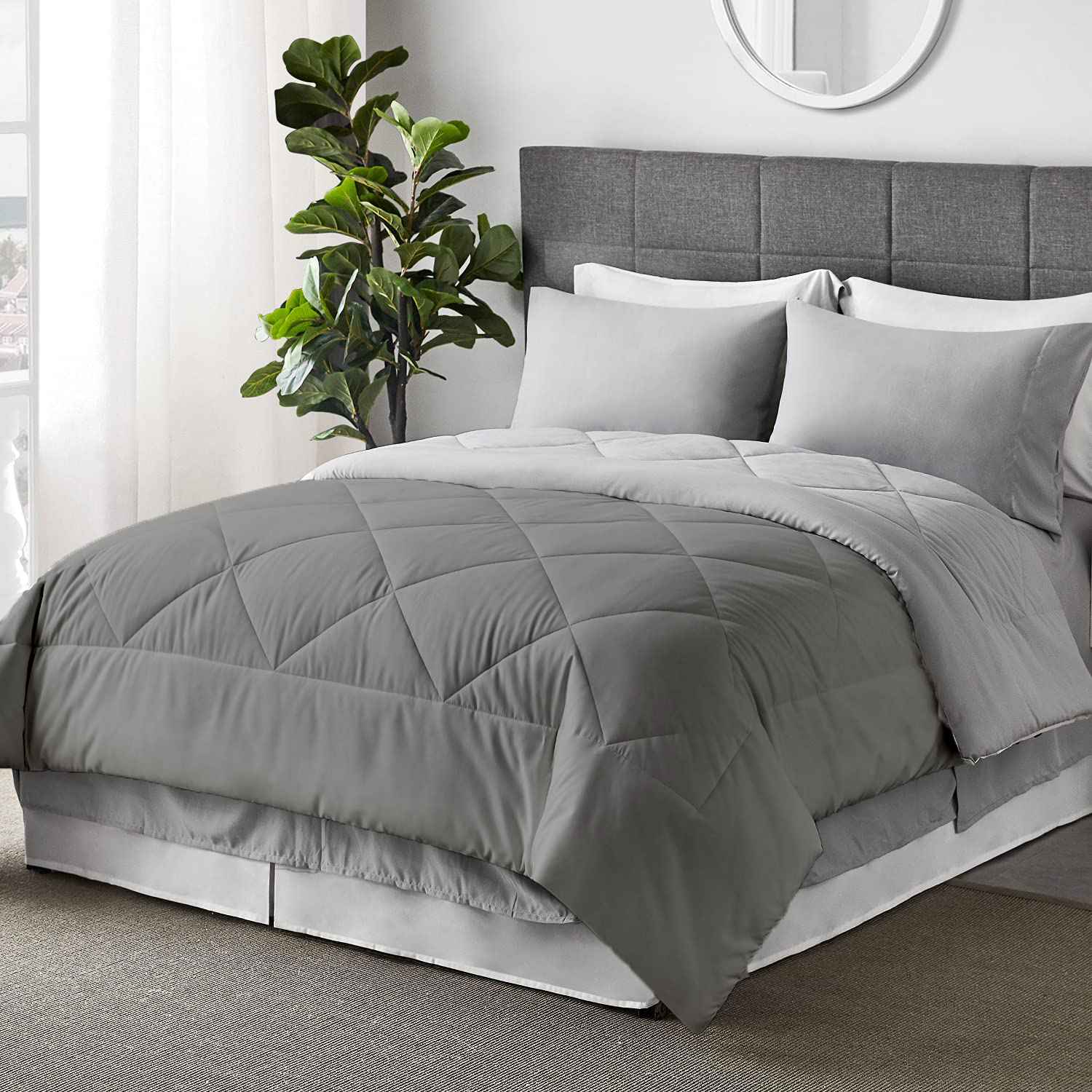 100 GSM Reversible Summer AC Comforter |Silver-White| Microfiber & Lightweight|