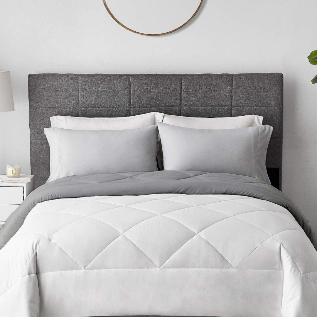 100 GSM Reversible Summer AC Comforter |Silver-White| Microfiber & Lightweight|