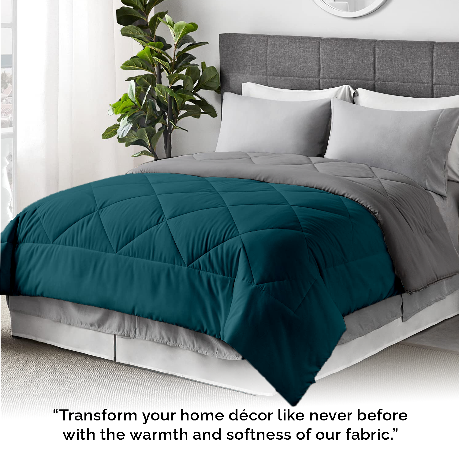 100 GSM Soft Summer Reversible AC Comforter |Silver Teal | Microfiber & Lightweight|
