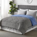100 GSM Reversible Summer AC Comforter |Silver Sky Blue| Microfiber & Lightweight |
