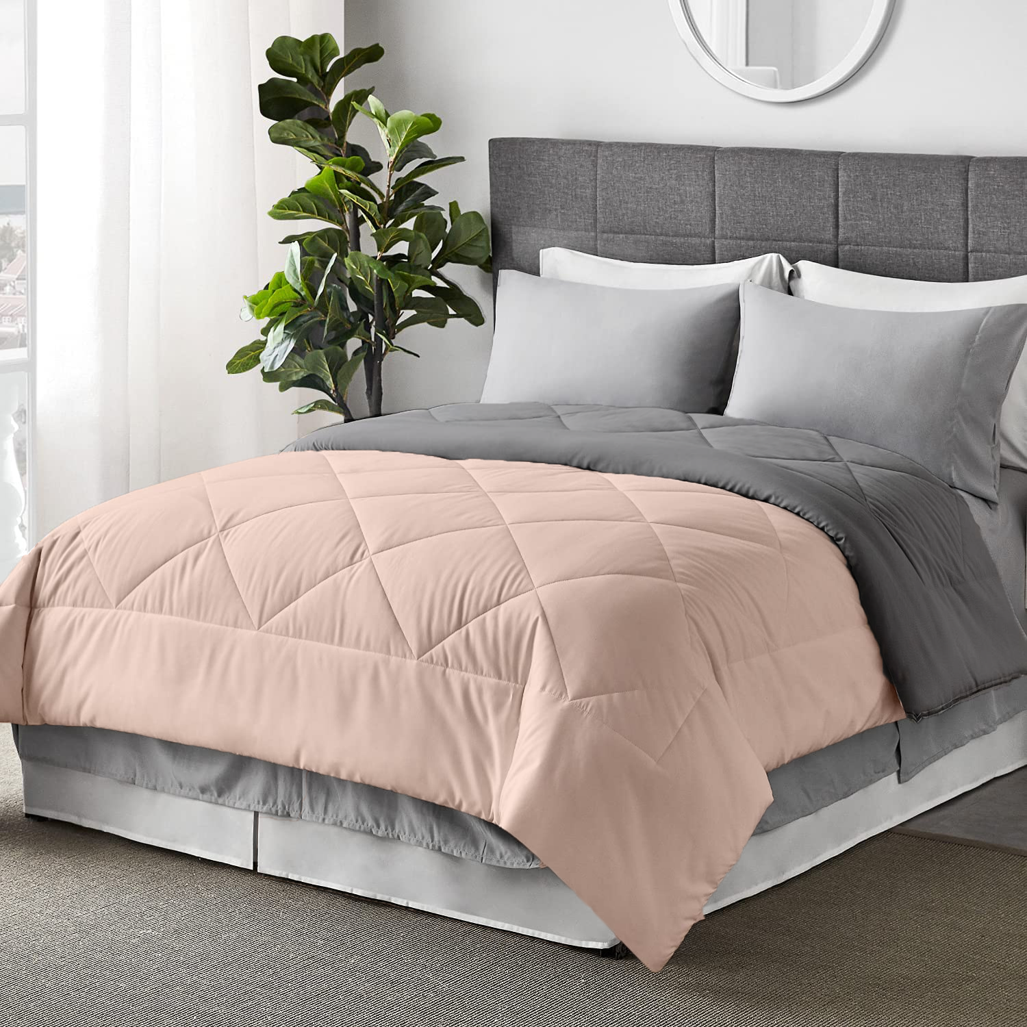 100 GSM Reversible AC Comforter |Silver Peach| Lightweight & Microfiber|