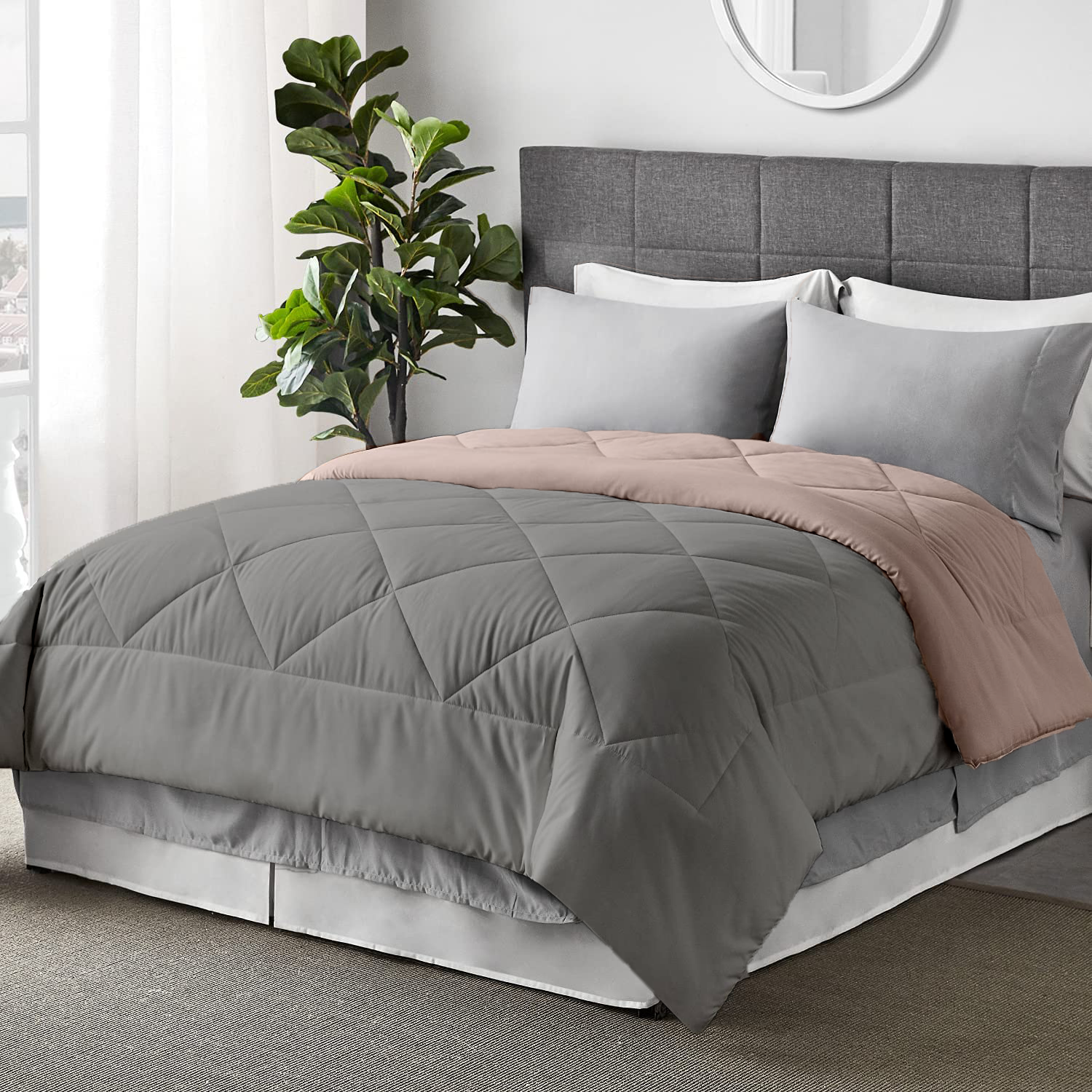 100 GSM Reversible AC Comforter |Silver Peach| Lightweight & Microfiber|