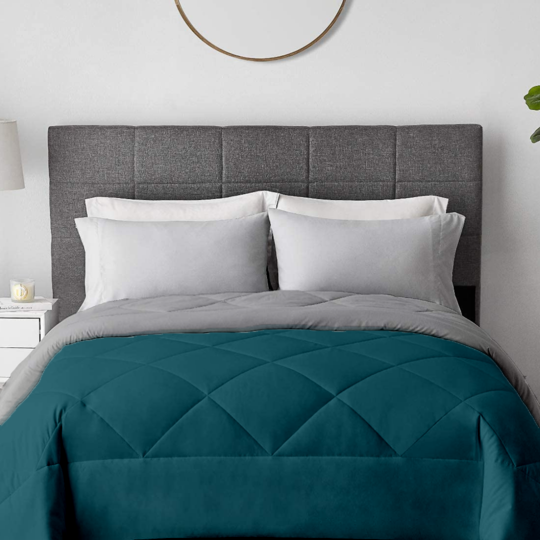 100 GSM Soft Summer Reversible AC Comforter |Silver Teal | Microfiber & Lightweight|