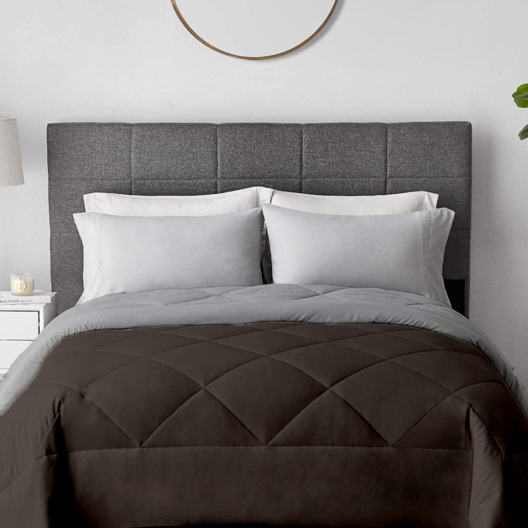 100 GSM Summer AC Reversible Comforter |Silver Dark Grey| Microfiber & Lightweight|