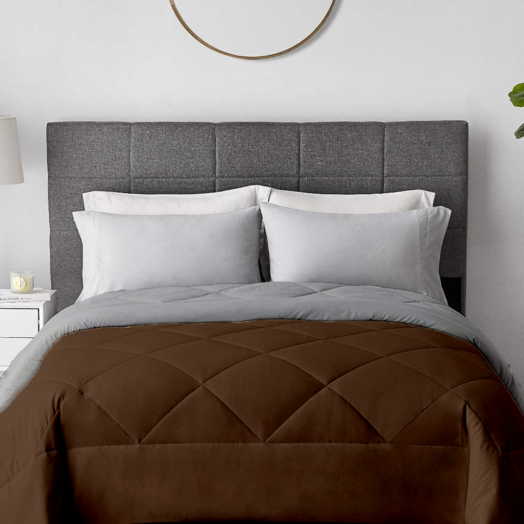 100 GSM Soft AC Reversible Comforter |Silver Chocolate Brown| Lightweight & Microfiber|