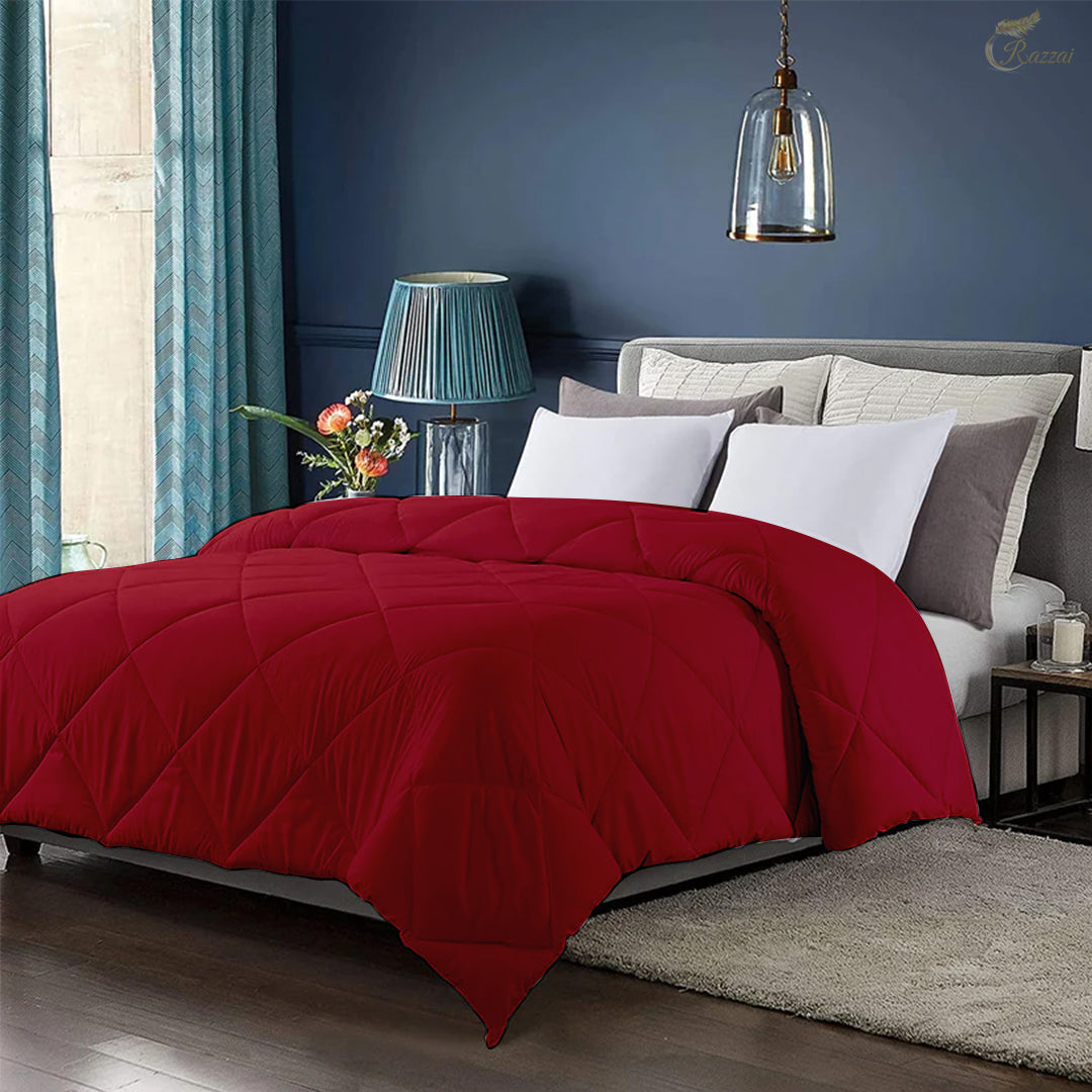 150 GSM Soft AC Comforter | Microfiber & Lightweight |Burgundy|