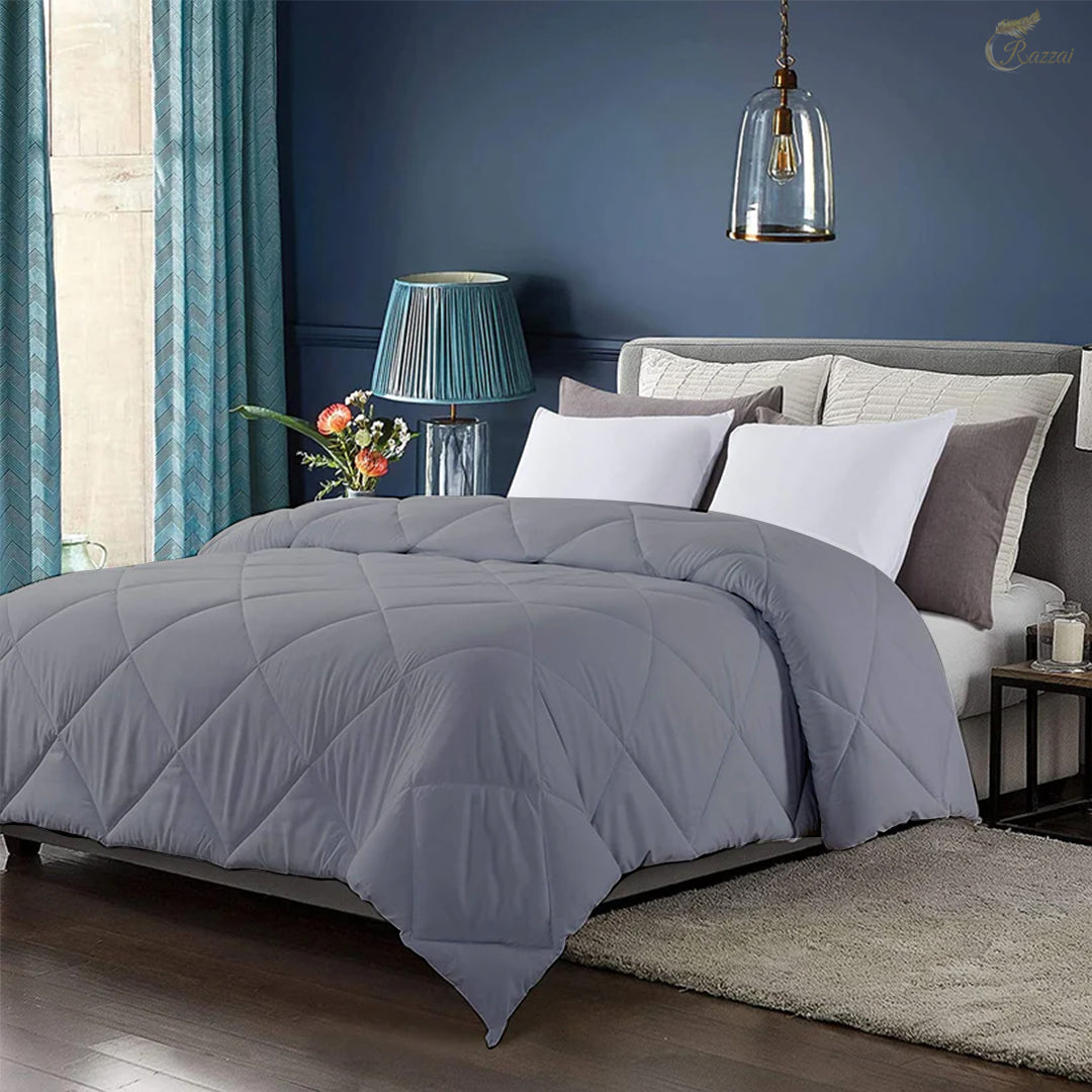 150 GSM Soft AC Comforter | Microfiber & Lightweight |Silver|