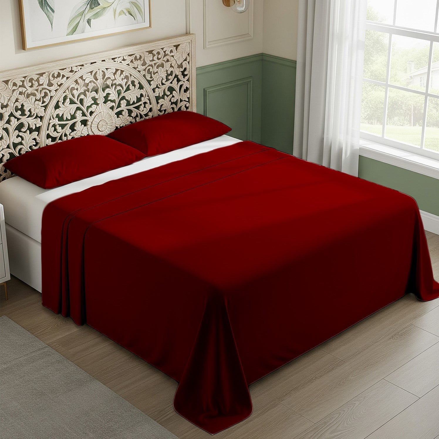 Burgundy Cotton Flat Bedsheet – Modern, Soft & Effortlessly Stylish
