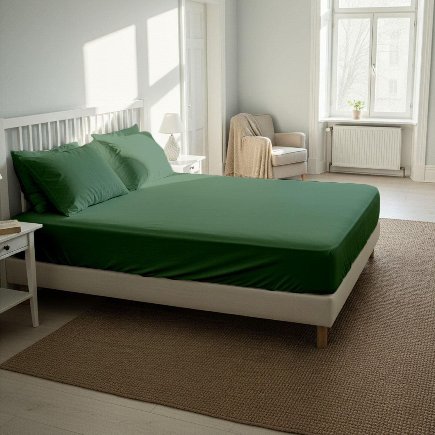 Emerald Fitted Cotton Bedsheet With Two Pillow Cover  – Luxurious, Soft & Long-Lasting