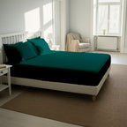Teal Fitted Cotton Bedsheet With Two Pillow Cover  – Luxurious, Soft & Long-Lasting