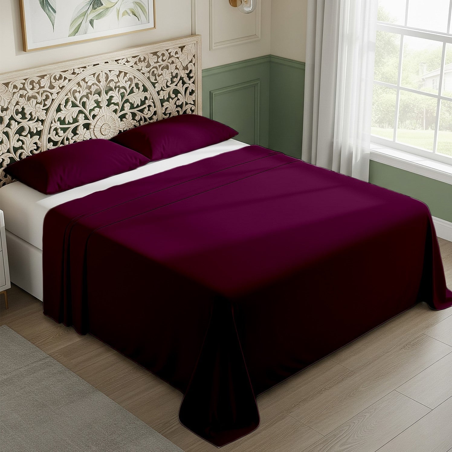 Wine Cotton Flat Bedsheet – Modern, Soft & Effortlessly Stylish