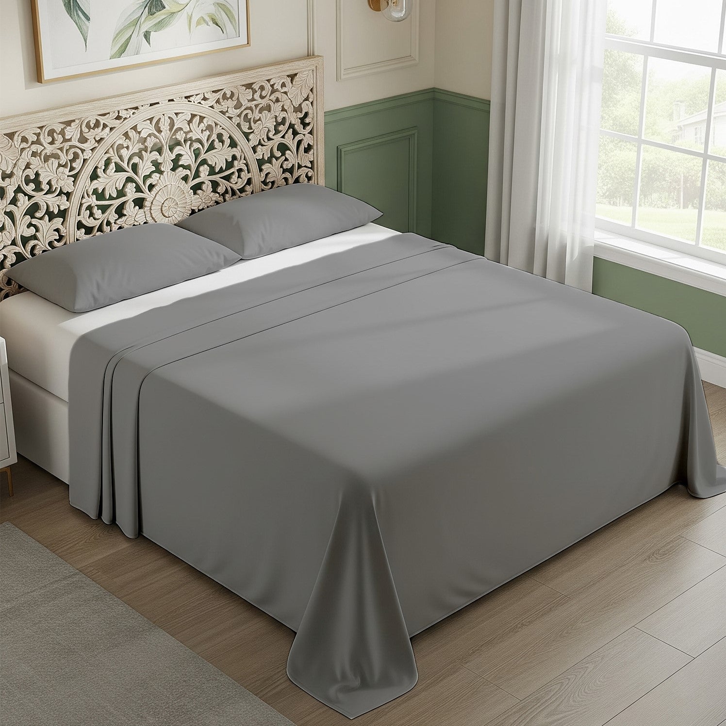 Silver Cotton Flat Bedsheet – Modern, Soft & Effortlessly Stylish