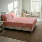 Peach Fitted Cotton Bedsheet With Two Pillow Cover  – Luxurious, Soft & Long-Lasting