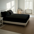 Black Fitted Cotton Bedsheet With Two Pillow Cover  – Luxurious, Soft & Long-Lasting